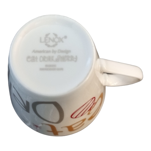 Lenox Holiday Mug Eat Drink Be Merry White Red Silver 12 oz - Picture 8 of 9